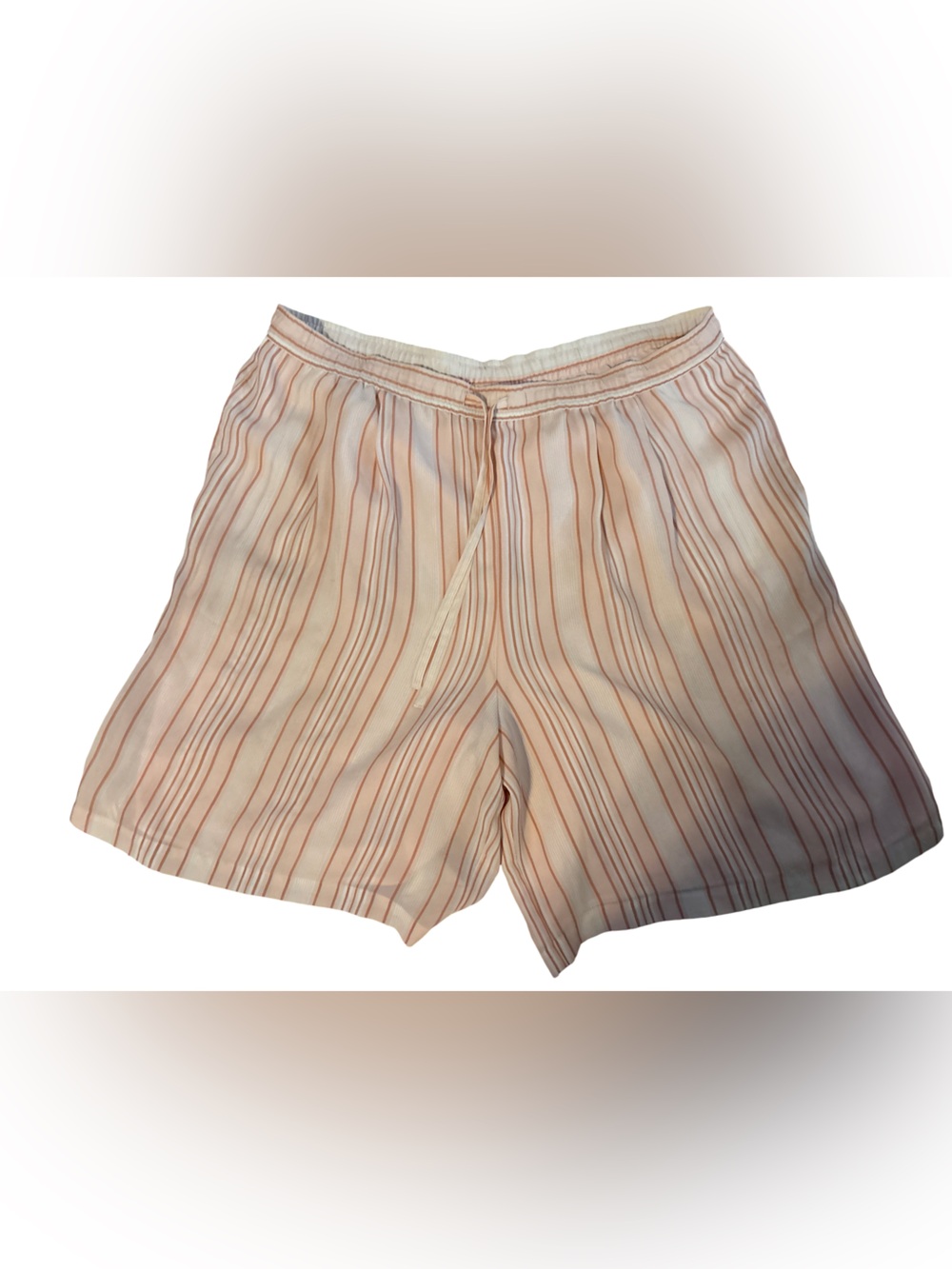 Striped Cream Drawstring Bermuda Shorts